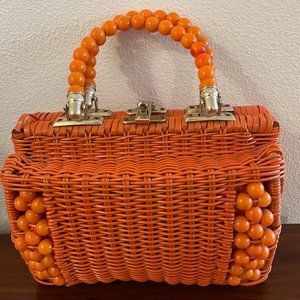 Vintage Orange Wicker Purse